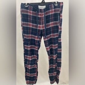 Abercrombie & Fitch Navy and Red Plaid Sleep Pants- M